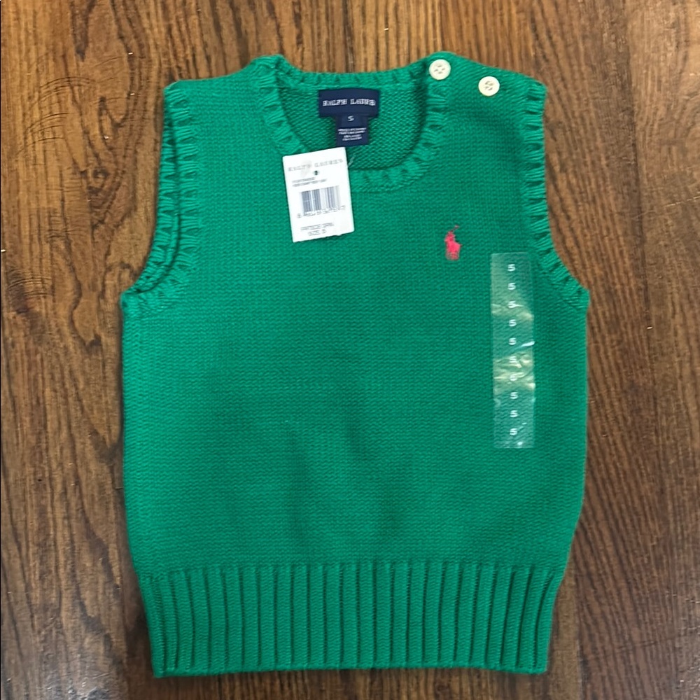 Ralph Lauren KIDS Emerald Knit Vest with Red Logo